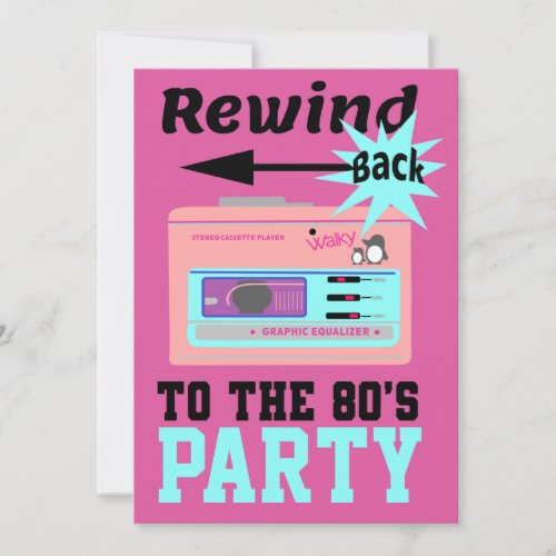 Rewind Back to the 80s Invitation