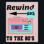Rewind Back to the 80's Poster<br><div class="desc">Rewind Back to the 80's,  this 1980's design features a pop Eighties design and text saying "Rewind back to the 80's".</div>