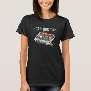 Rewind Time Cassette Tape Pencil Retro Music T-Shirt