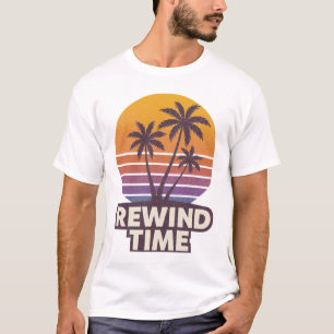 Rewind time retro palm tree sunset design T-Shirt