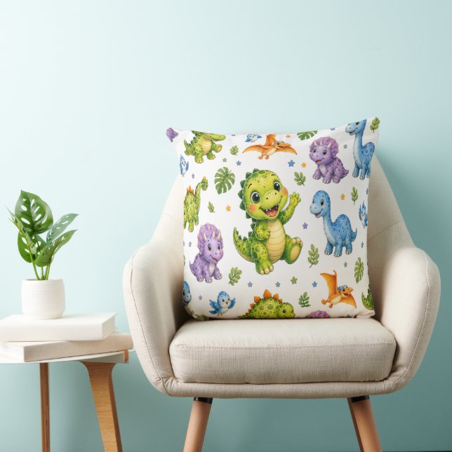 Rex And Dino-Mite Friends Throw Pillow (Chair)