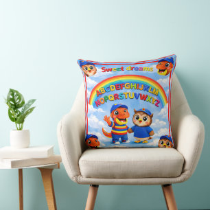Rex and hoot a rainbow sweet dreams educational th throw pillow