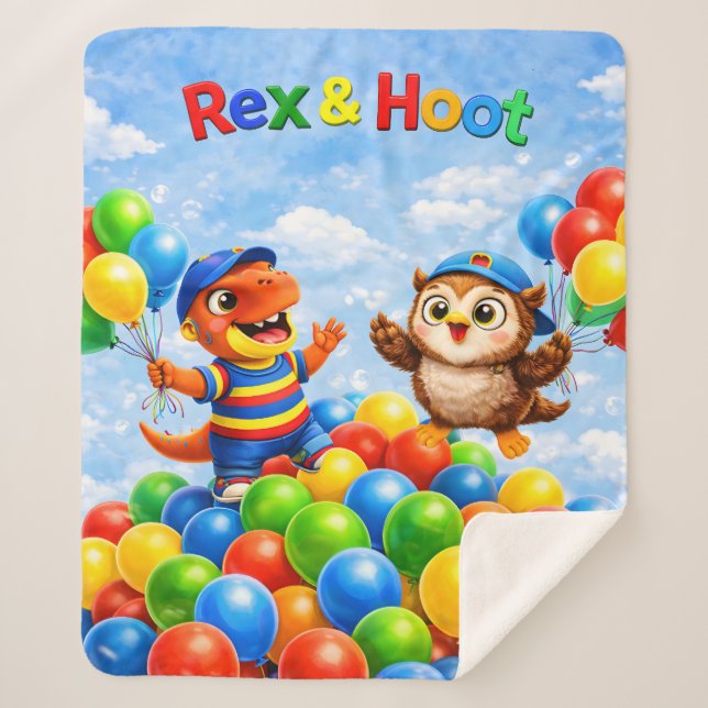 Rex and hoot ball pit adventure Sherpa Blanket (Front)