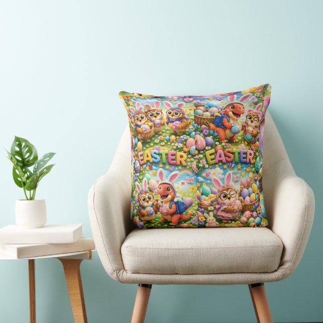 Rex and hoot Easter Garden throw cushion fund char (Chair)