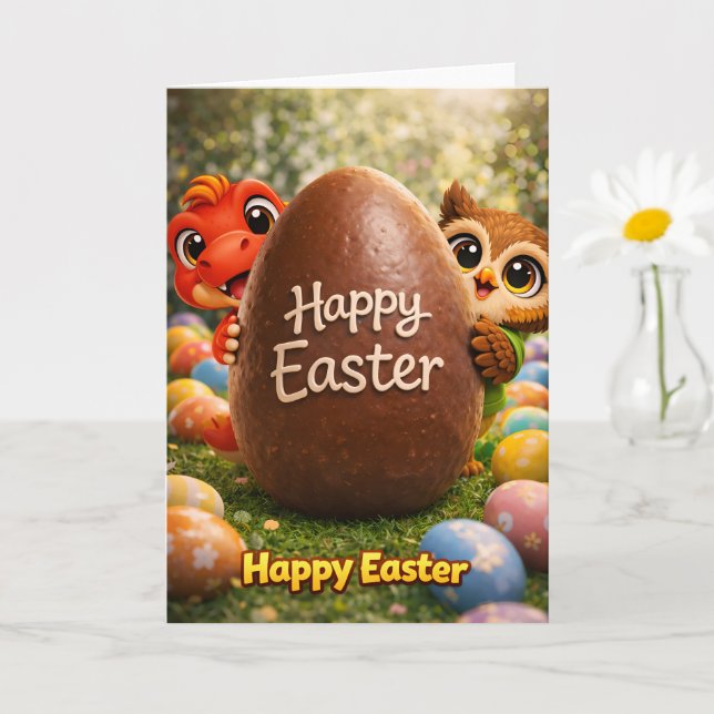 Rex and hoot happy Easter giant chocolate egg gree Card (Small Plant)
