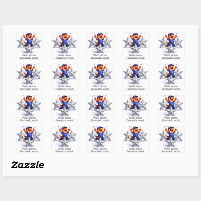 Rex and hoot three Silver stars fantastic work ach Square Sticker (Sheet)
