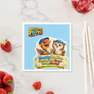 Rex and hoot welcome to my party cocktail napkins 