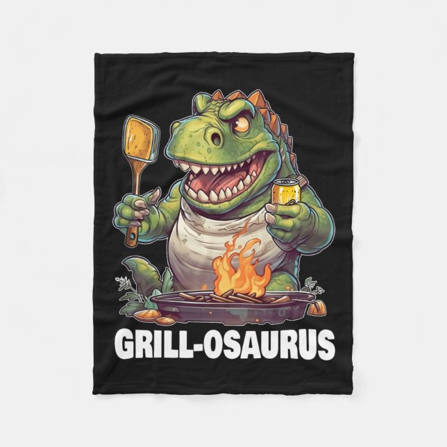 Rex Bbq Dinosaur Funny Fathers' Day Grilling  Fleece Blanket (Front)