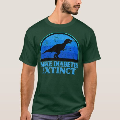 rex Dinosaur Blue Make ype 1 Diabetes Extinct Kids T_Shirt