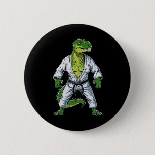 Rex Dinosaur Martial Arts Martial Artist Jiu-jitsu Button