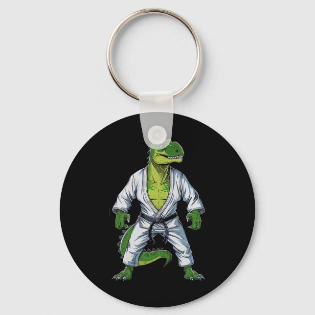 Rex Dinosaur Martial Arts Martial Artist Jiu-jitsu Keychain (Front)