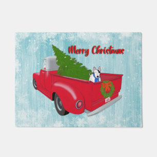 Rex in Vintage Red Truck Christmas Door Mat