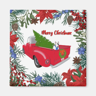 Rex in Vintage Red Truck Magnet