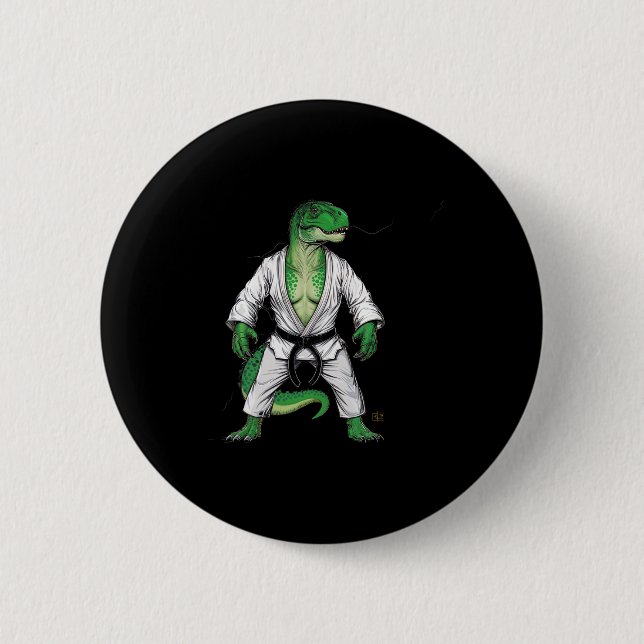 Rex Martial Arts Dinosaur Judo Jiu-jitsu Karate  Button (Front)