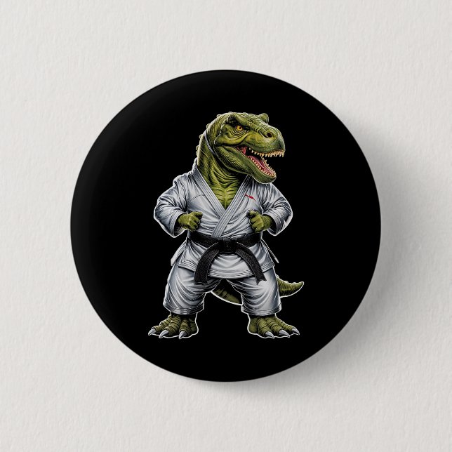 Rex Martial Arts Dinosaur Karate Jiu-jitsu Ninja  Button (Front)