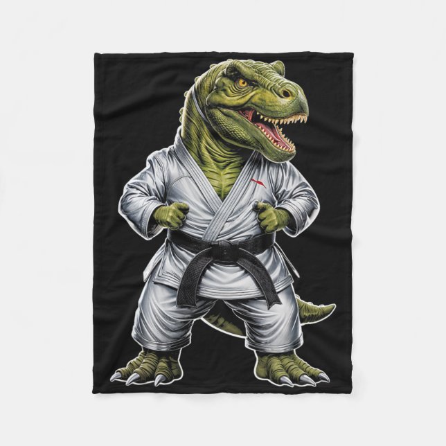 Rex Martial Arts Dinosaur Karate Jiu-jitsu Ninja  Fleece Blanket (Front)