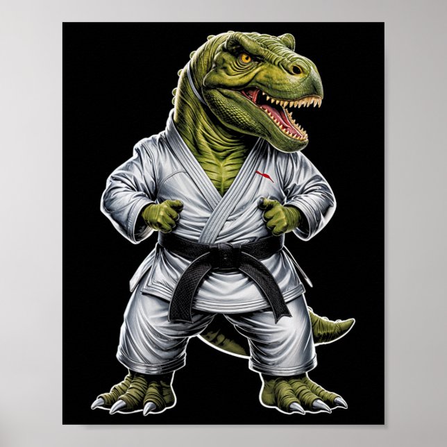Rex Martial Arts Dinosaur Karate Jiu-jitsu Ninja  Poster (Front)