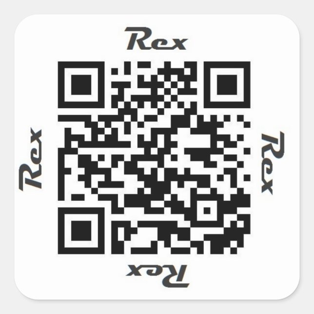 Rex QR Code Personalized NAME Sticker (Front)