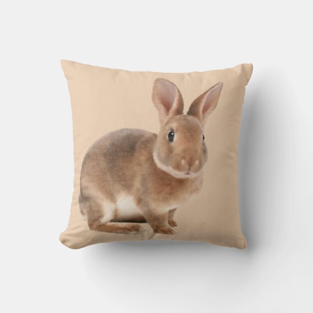 Rex Rabbit Throw Pillow (Front)