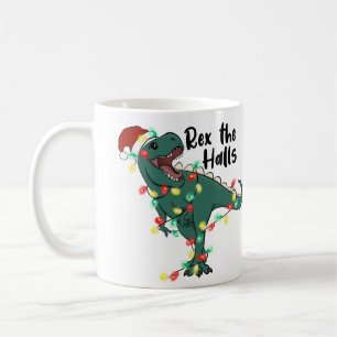 Rex the Halls Dinosaur T-rex Christmas Coffee Mug