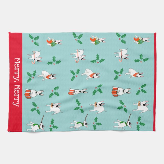 Rex The TV Terrier "Merry, Merry"  Dish Towel (Horizontal)