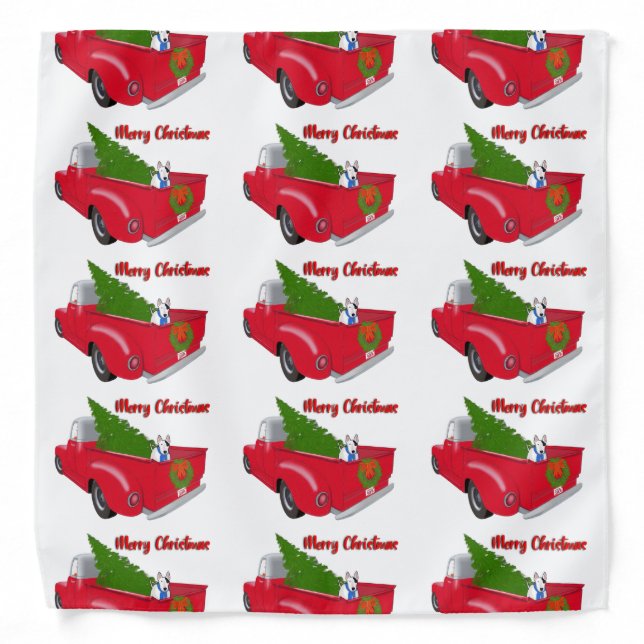 Rex The TV Terrier Red Truck Christmas Bandana (Front)