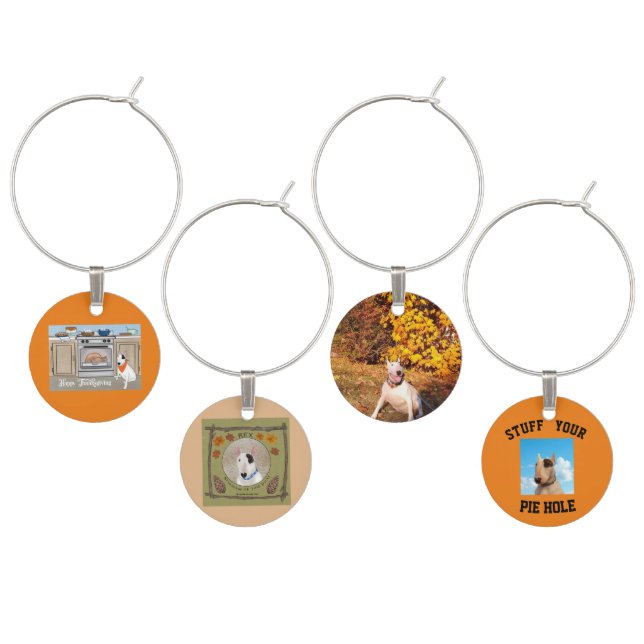 Rex The TV Terrier Thanksgiving wine charms (Staggered)