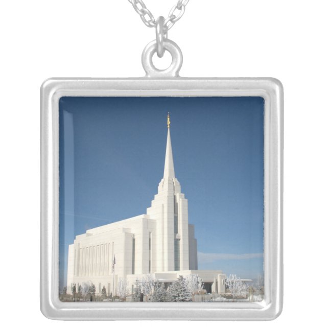Rexburg Temple Silver Plated Necklace (Front)