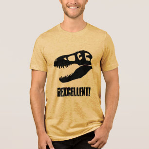 Rexcellent! T. rex Dinosaur Skull Tri-Blend Shirt
