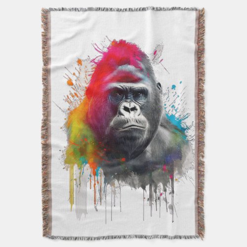  Rey de la Selva Majestuoso Gorila Espald Throw Blanket