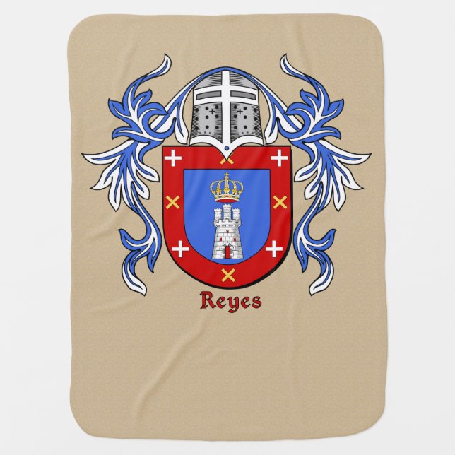 Reyes Heraldic Shield and Mantling Swaddle Blanket (Front)