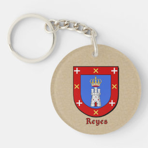 Reyes Historical Shield with Flag of Mexico Keychain