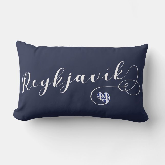 Reykjavík Heart Cushion, Iceland Lumbar Pillow (Front)