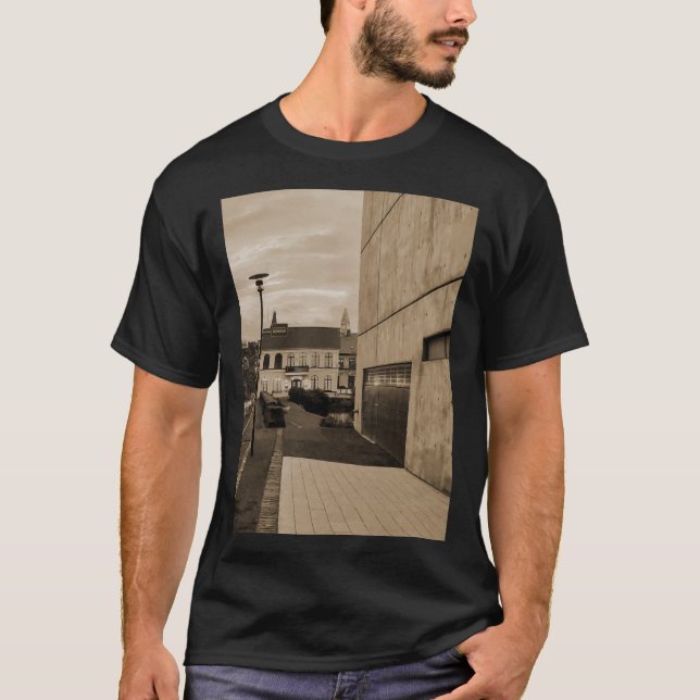 Reykjavik Icealnd Sepia Photograph Hallgrímskirkja T-Shirt (Front)
