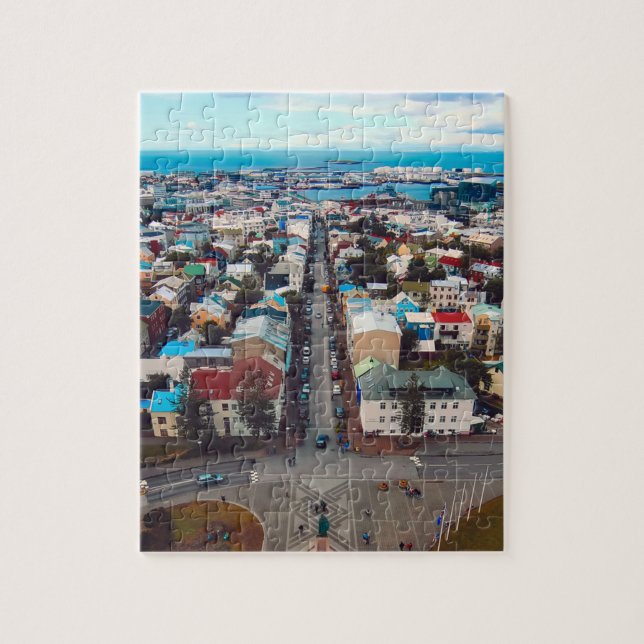 Reykjavik Iceland Aerial City View Coastal Jigsaw Puzzle (Vertical)