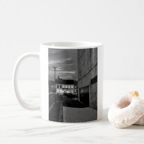 Reykjavik Iceland Black and White Photo Street Coffee Mug