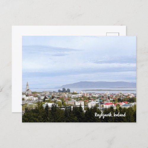 Reykjavik Iceland Cityscape Photo Text Postcard