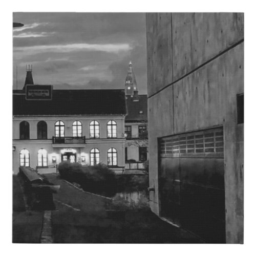 Reykjavik Iceland Landscape Black and White Photo Faux Canvas Print