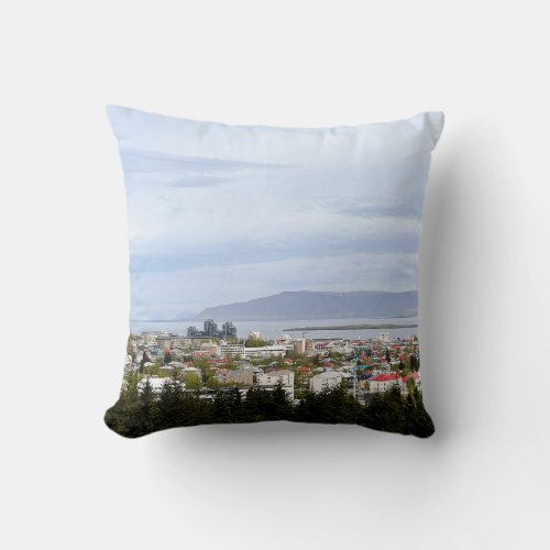 Reykjavik Iceland Landscape City Throw Pillow