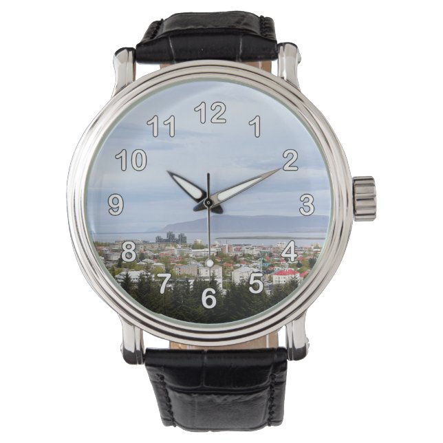 Reykjavik Iceland Landscape Numbers Beautiful Watch (Front)