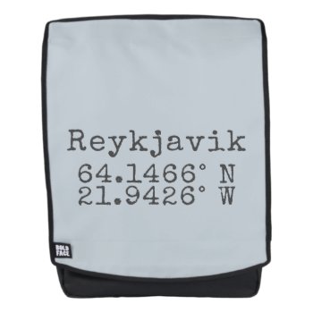 Reykjavik Iceland Latitude Longitude Backpack by UponRequest at Zazzle