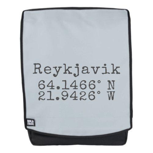 Reykjavik Iceland Latitude Longitude Backpack