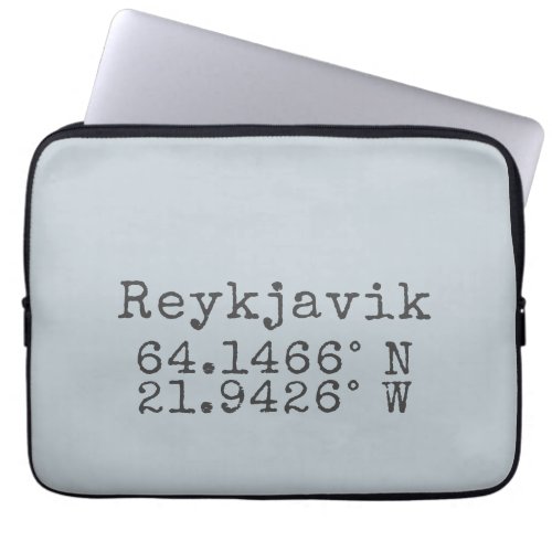 Reykjavik Iceland Latitude  Longitude Laptop Sleeve