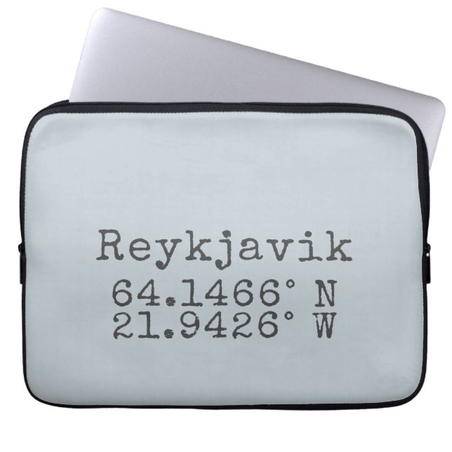Reykjavik Iceland Latitude  Longitude Laptop Sleeve (Front)