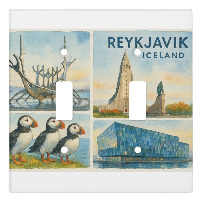 Reykjavik Iceland multiview  Light Switch Cover (Front)