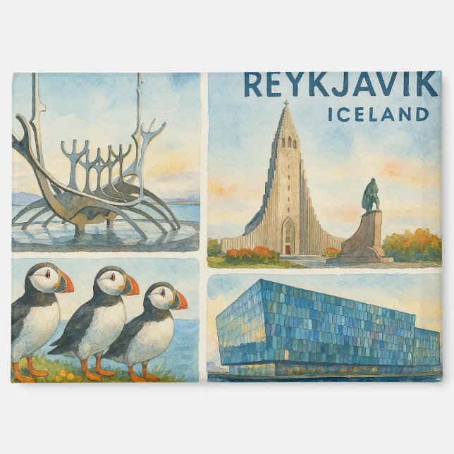 Reykjavik Iceland multiview  Magnet (Front)