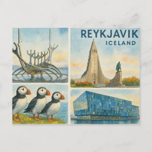 Reykjavik Iceland multiview  Postcard