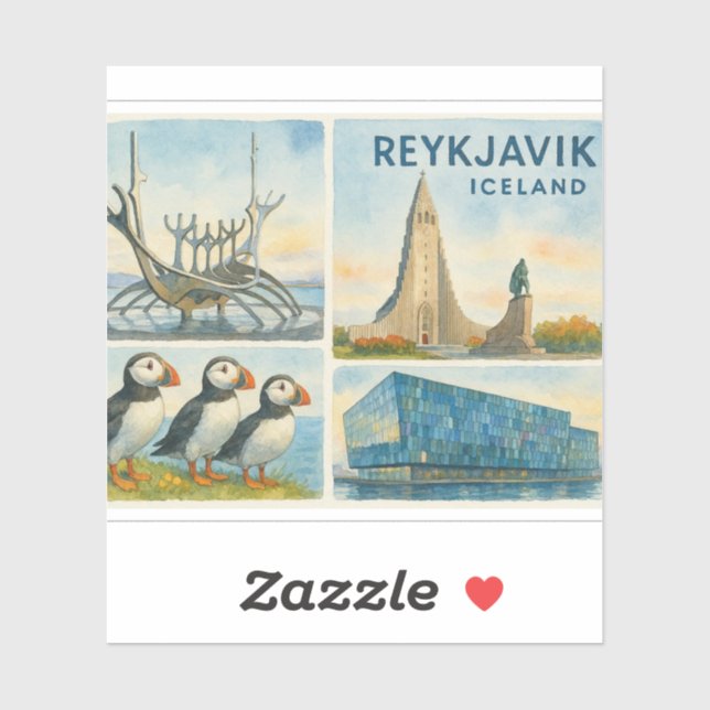 Reykjavik Iceland multiview  Sticker (Sheet)