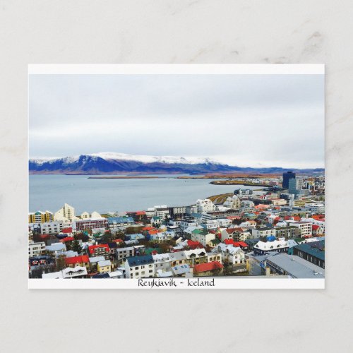 Reykjavik Iceland Rooftop Mountains Postcard