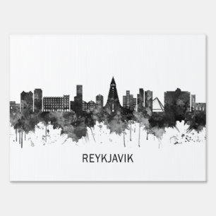 Reykjavik Iceland Skyline BW Sign
